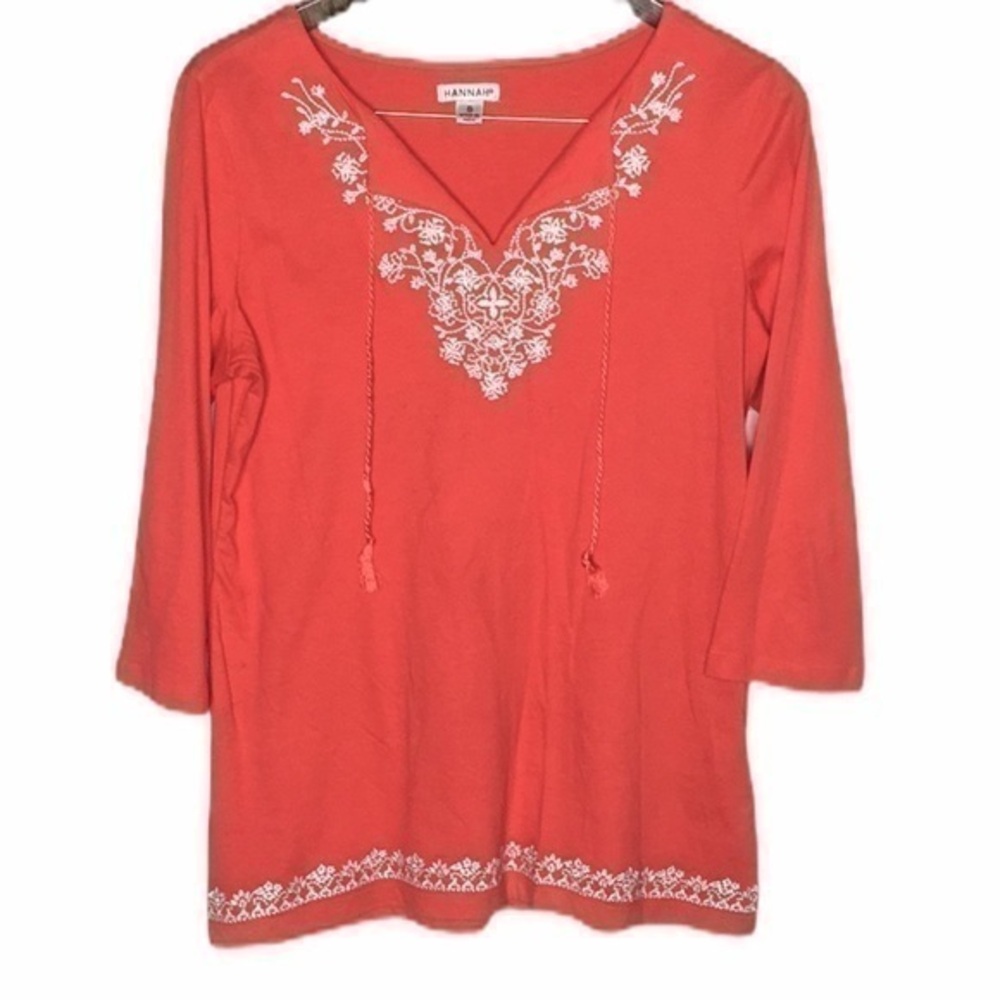 HANNAH Red embroidered boho top